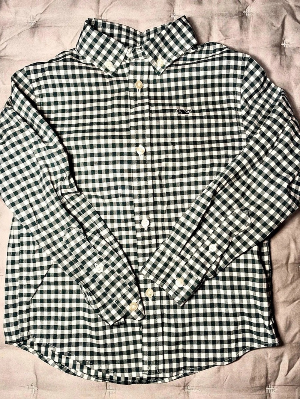 Vineyard Vines Boys 4T Green Gingham On-the-Go Performance Button Down Shirt